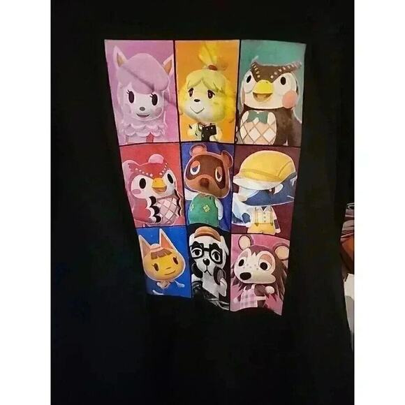 Nintendo Animal Crossing Characters Black T-Shirt Sz 2XL Excellent CR3 - Picture 1 of 6